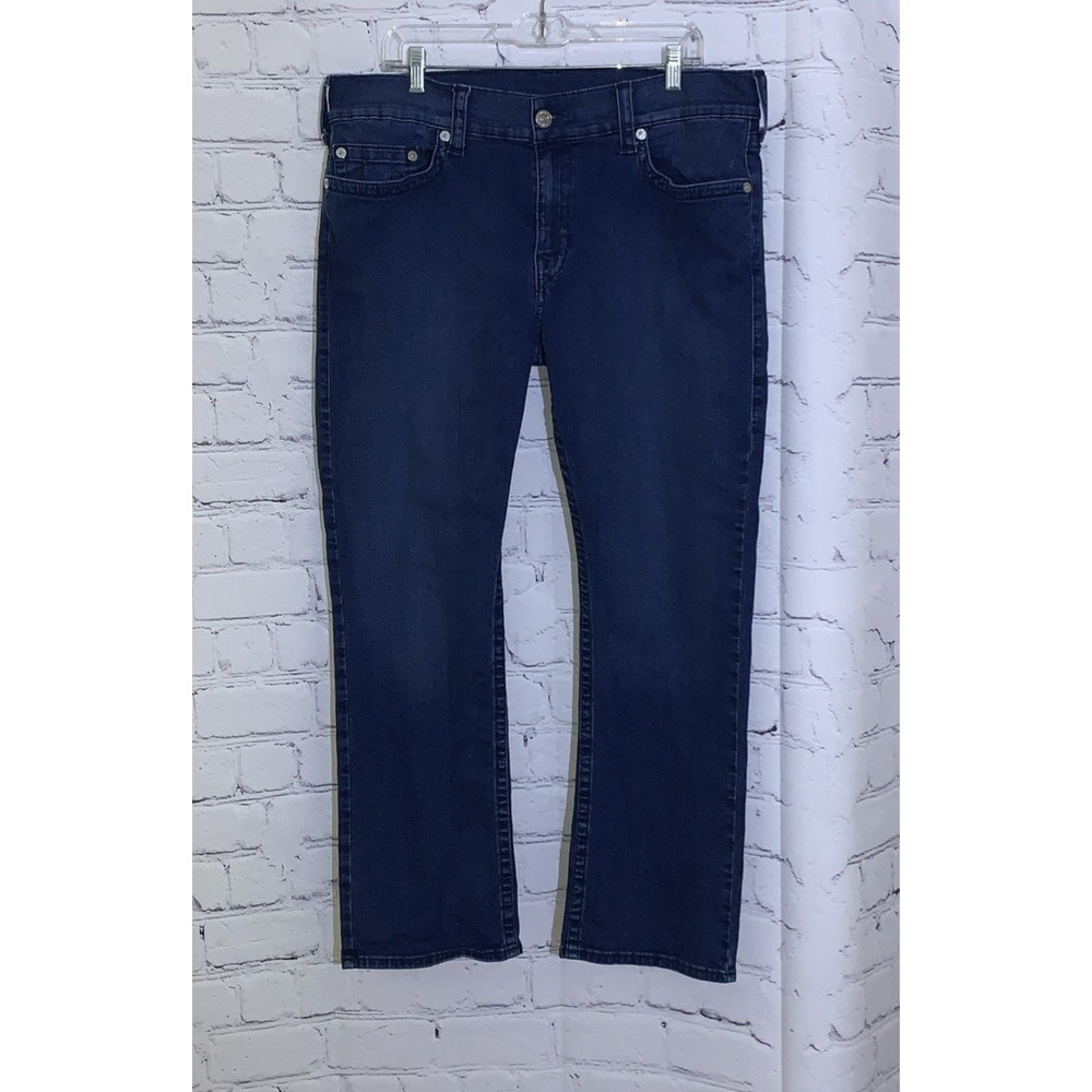 True Religion Jeans Men's 36x28 Ricky Relaxed Straight Blue Denim